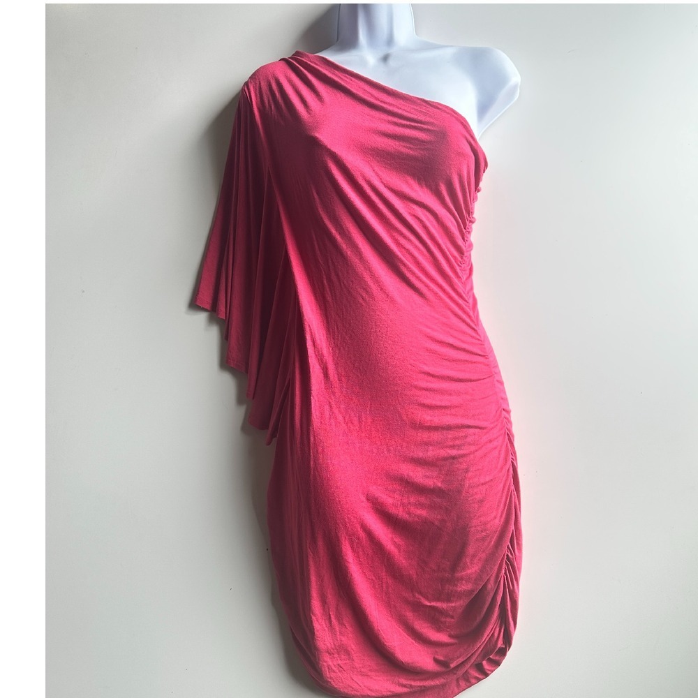 Lush One Shoulder Dress Ruched Bodycon Party Cocktail Raspberry Small NWOT - Picture 6 of 11